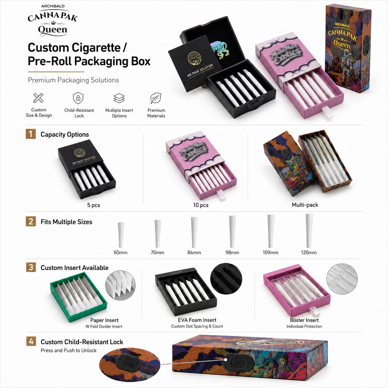 Child-resistant Kraft cigarette packaging box